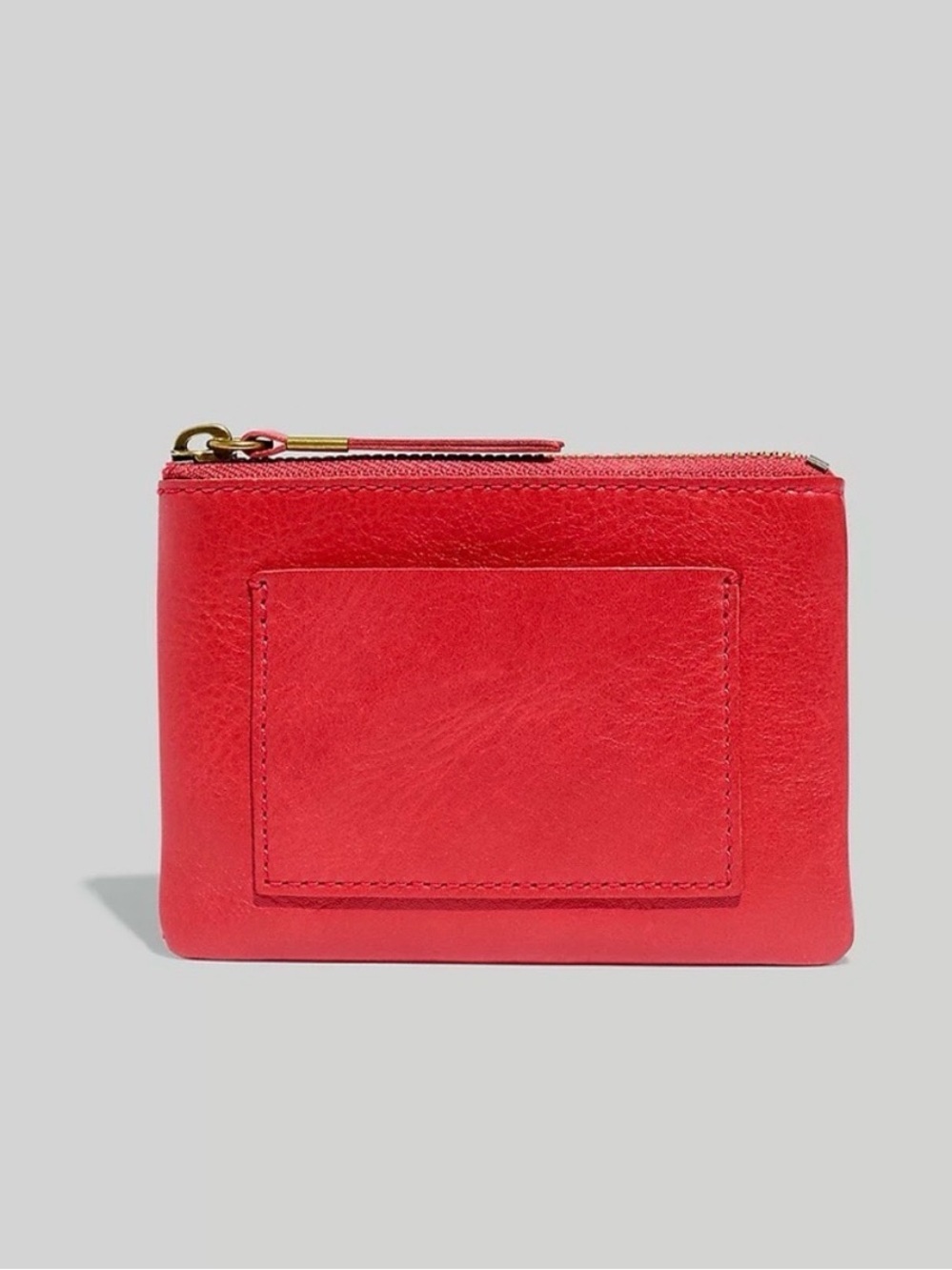NWT Madewell The Leather Pocket Pouch Wallet Scarlet Red